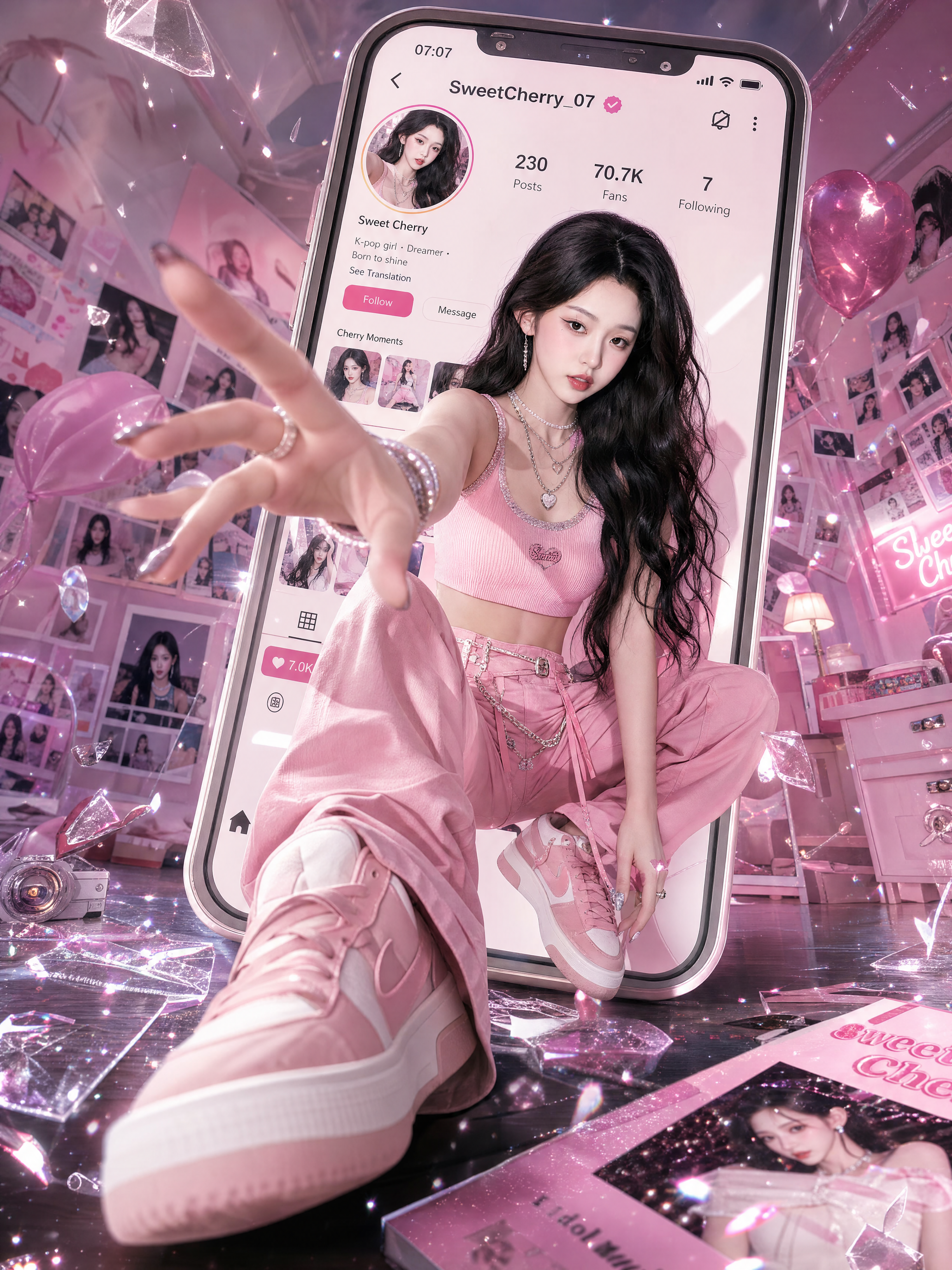 使用照片人物做一張超吸睛的 3D pop-out social media portrait poster，畫面主體是一…